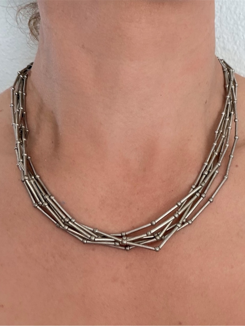 Cookie Lee Silver-Tone Multi Strand Tube Necklace